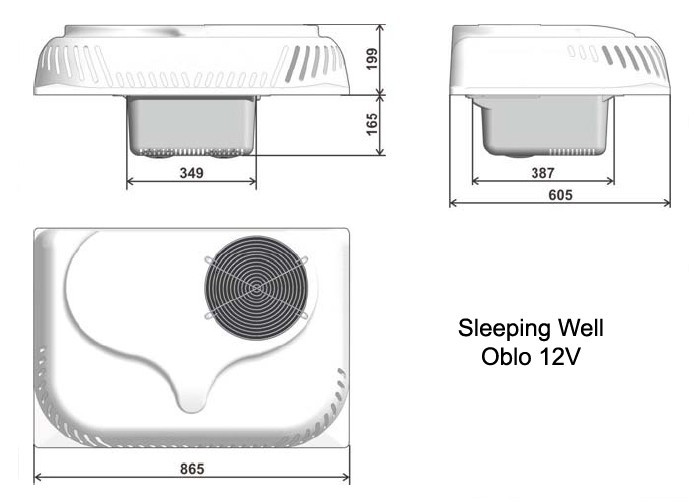 Klimatizace Indel B Sleeping Well Oblo 12V 950W střešní č. 2