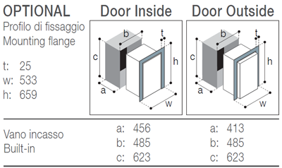 C75DW vitrifrigo montážní rozměry