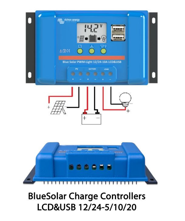 Victron Energy BlueSolar PWM 12/24V 5A LCD+USB č.2