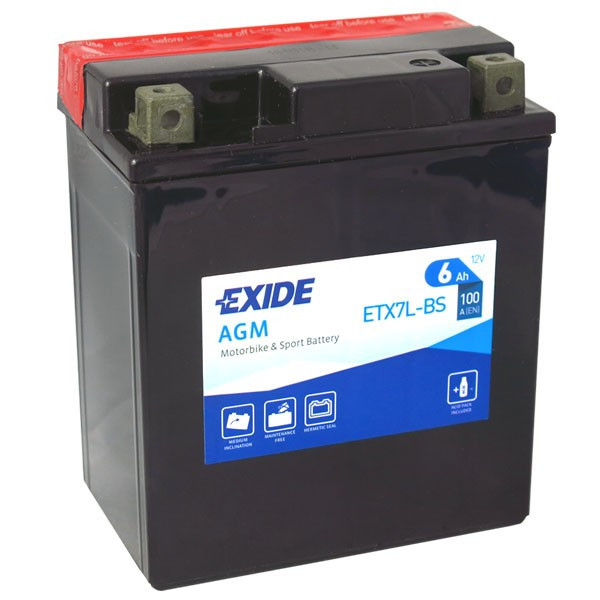 Motobaterie EXIDE ETX7L-BS 12V 6Ah 100A