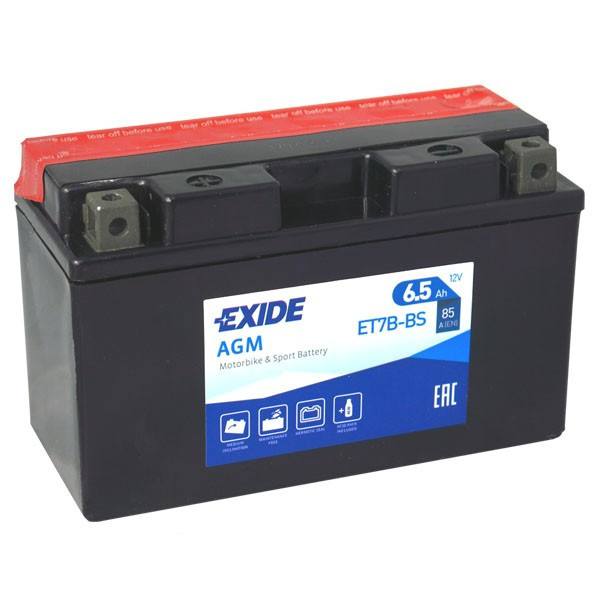 Motobaterie EXIDE ET7B-BS 12V 6,5Ah 85