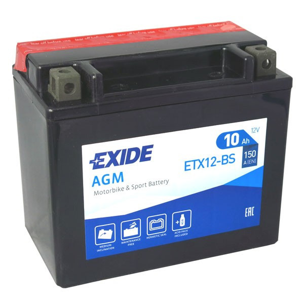 Motobaterie EXIDE ETX12-BS 12V 10Ah 150A