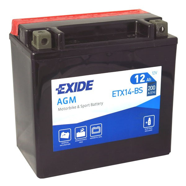 Motobaterie EXIDE ETX14-BS 12V 12Ah 200A