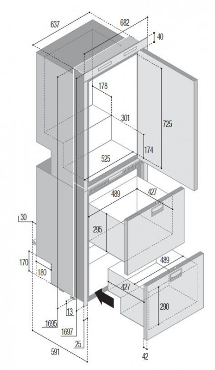 Vitrifrigo DW360 BTX rozměry